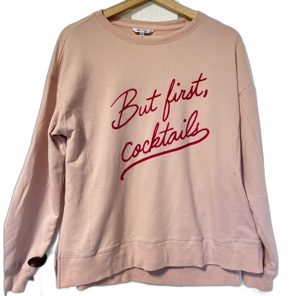 WildFox Pink But at first cocktails pullover sweatshirt size small